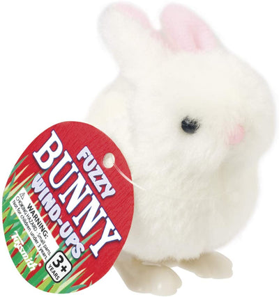 White Fuzzy Bunny Wind-Up Toy
