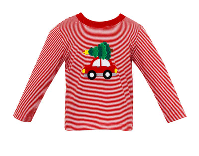 Claire & Charlie Christmas Tree & Car Applique Shirt