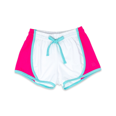 SET Athleisure Elise Shorts | White, Power Pink & Turquoise