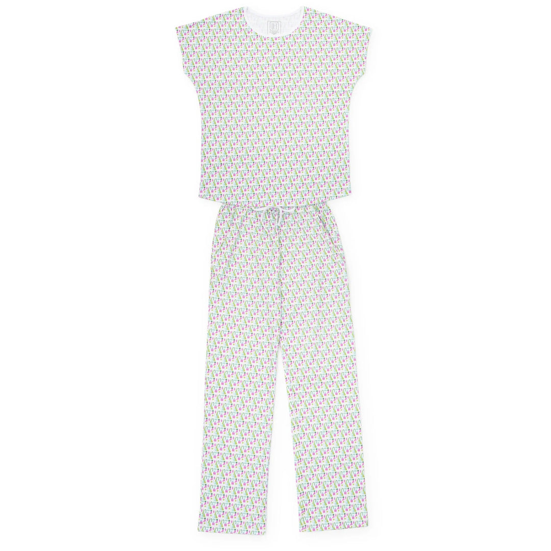Two-piece pajamas set with a small pattern on a white background