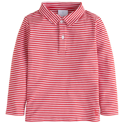 Little English Long-sleeve Stripe Polo | Red