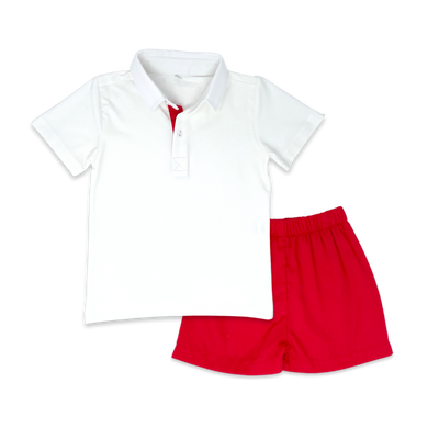 Lullaby Set Parker Polo Set | White & Red