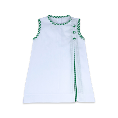 Lullaby Set Phoebe Dress | White Pique with Augusta Green Check