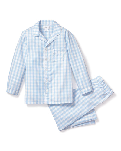 Petite Plume Twill Pajama Set | Light Blue Gingham