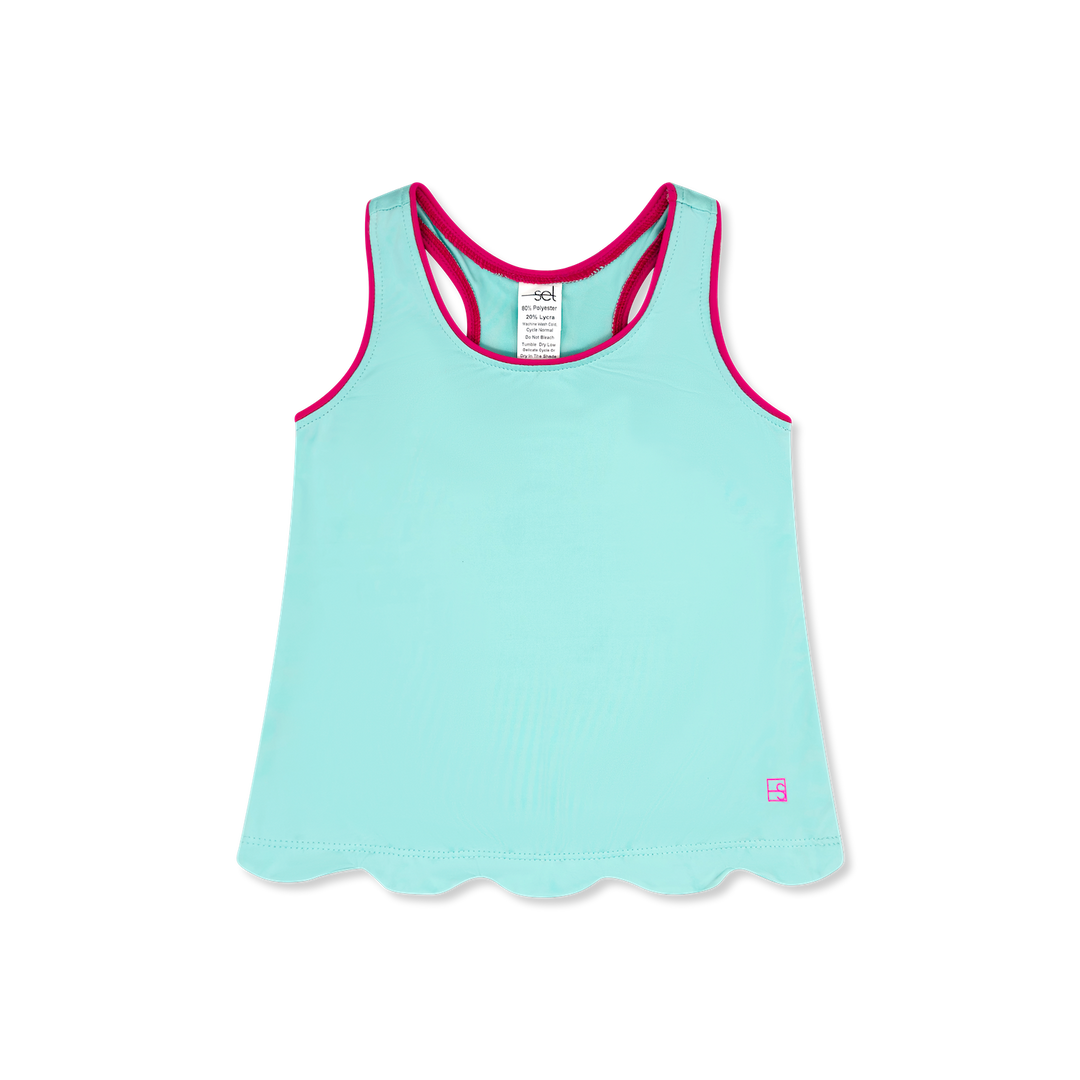 SET Athletics Anna Scallop Tank | Totally Turquoise & Power Pink