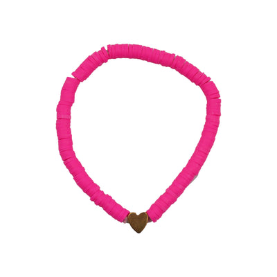 Rubber Bead Bracelet | Hot Pink Heart
