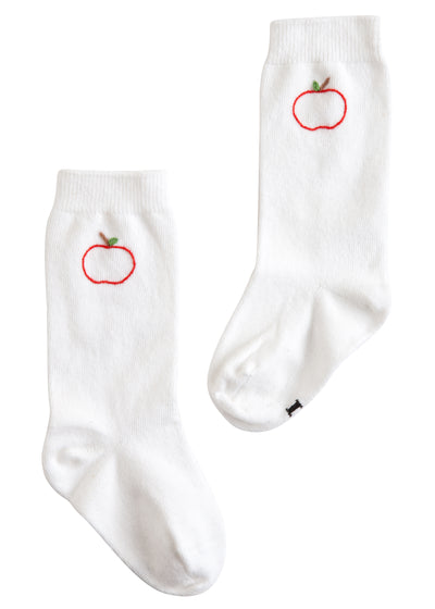 Little English Embroidered Knee High Socks | Apple
