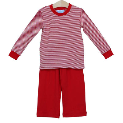 Trotter Street Kids Miller Stripe Pant Set | Red