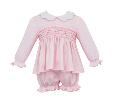 Petit Bebe Caroline Set | Pink Smocked Knit