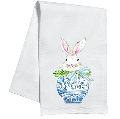 Rosanne Beck Kitchen Towel | Bunny in Chinoiserie Pot