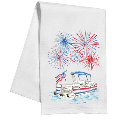 Rosanne Beck Kitchen Towel | Party Boat Under Fireworks