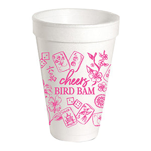 Rosanne Beck Cheers Bird Bam Pink Mahjong Cups