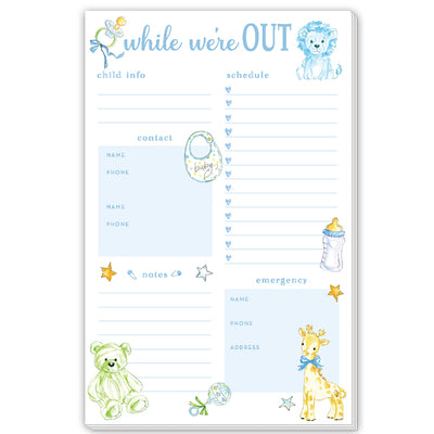 Rosanne Beck While We're Out Babysitter Notepad | Blue