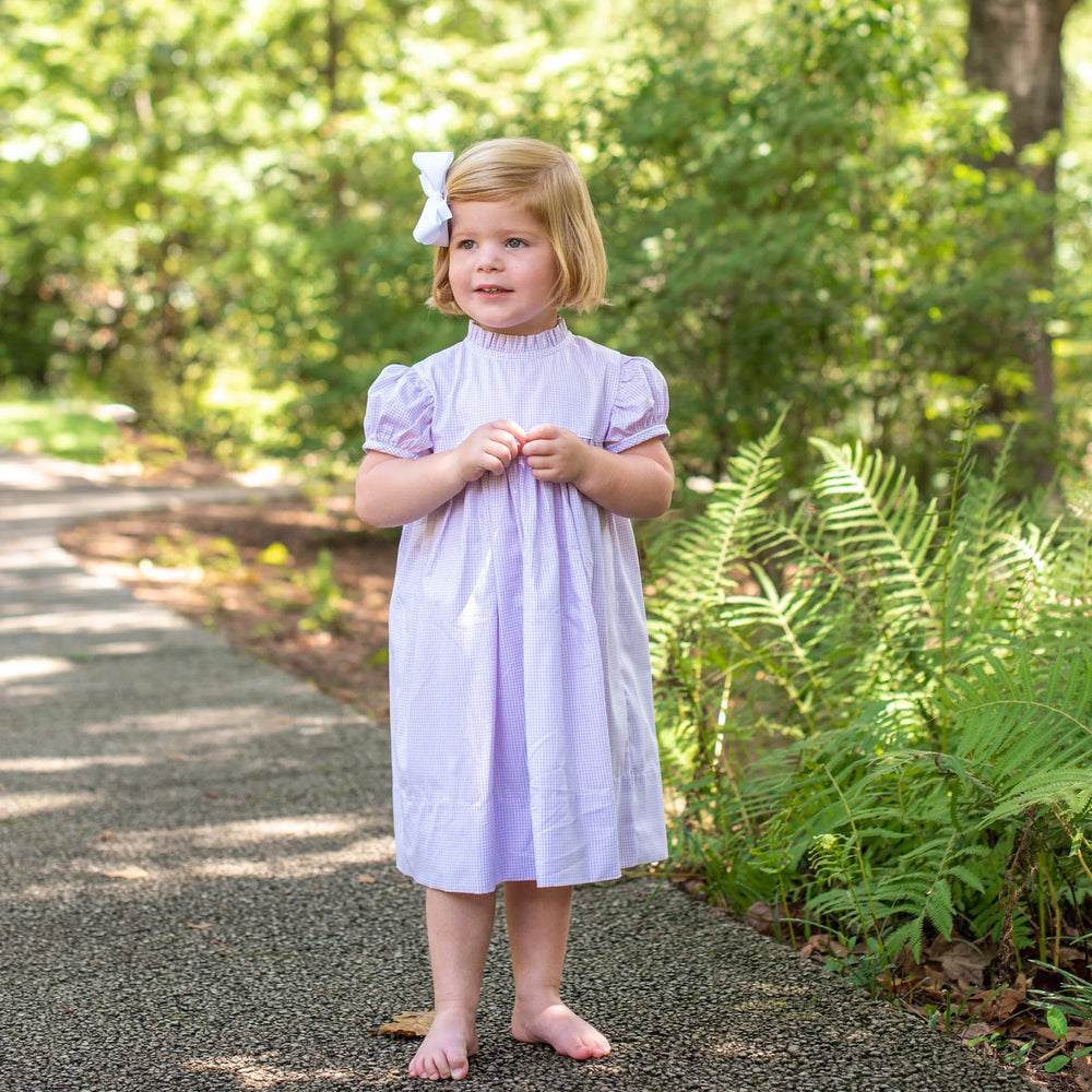 Angels & Company Ann Scott Yoke Dress | Lilac Windowpane