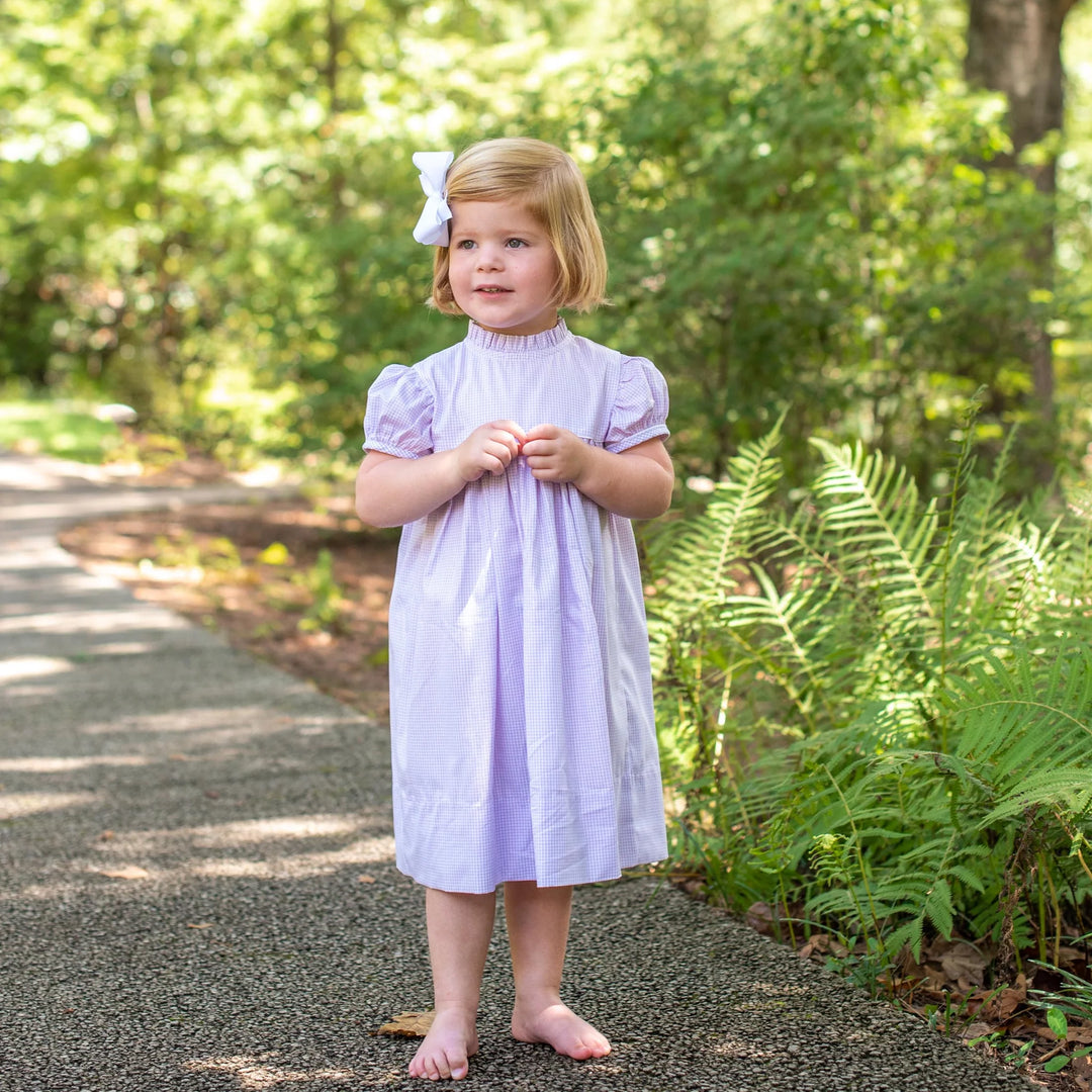 Angels & Company Ann Scott Yoke Dress | Lilac Windowpane