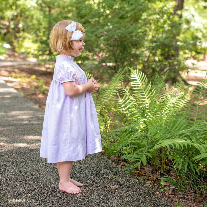 Angels & Company Ann Scott Yoke Dress | Lilac Windowpane