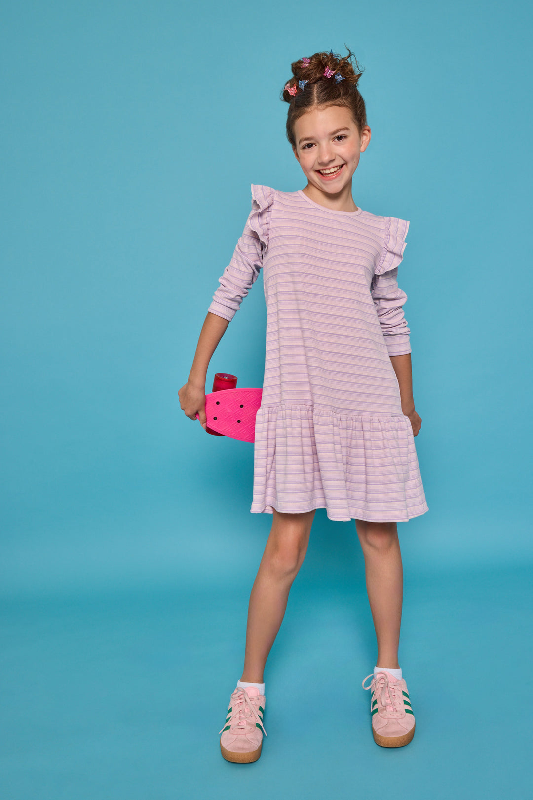 Sadie Dress | Lavender Sparkle Stripe