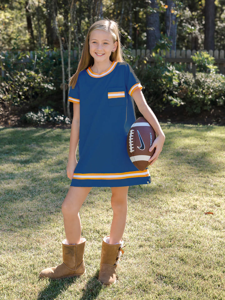 Landry Dress | Game Day Navy &amp; Orange