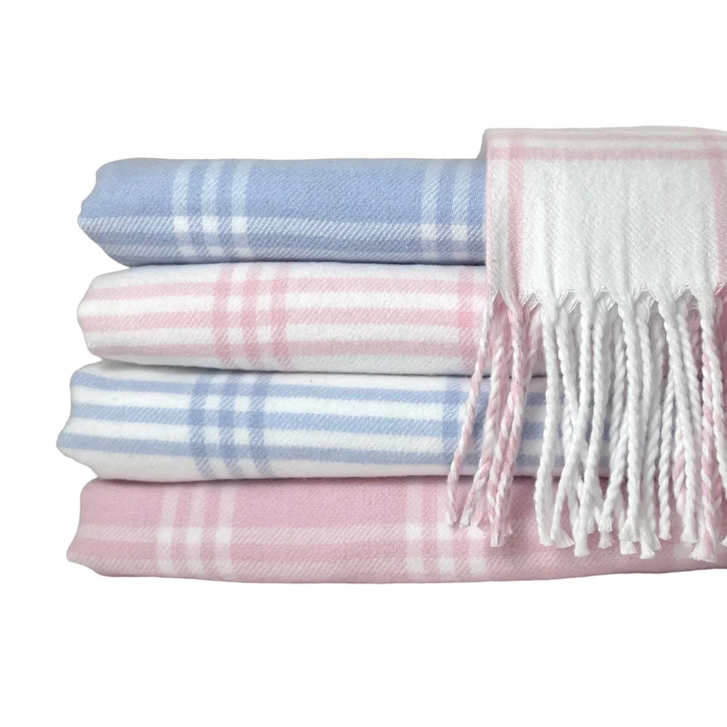 Windowpane Blanket | White with Blue