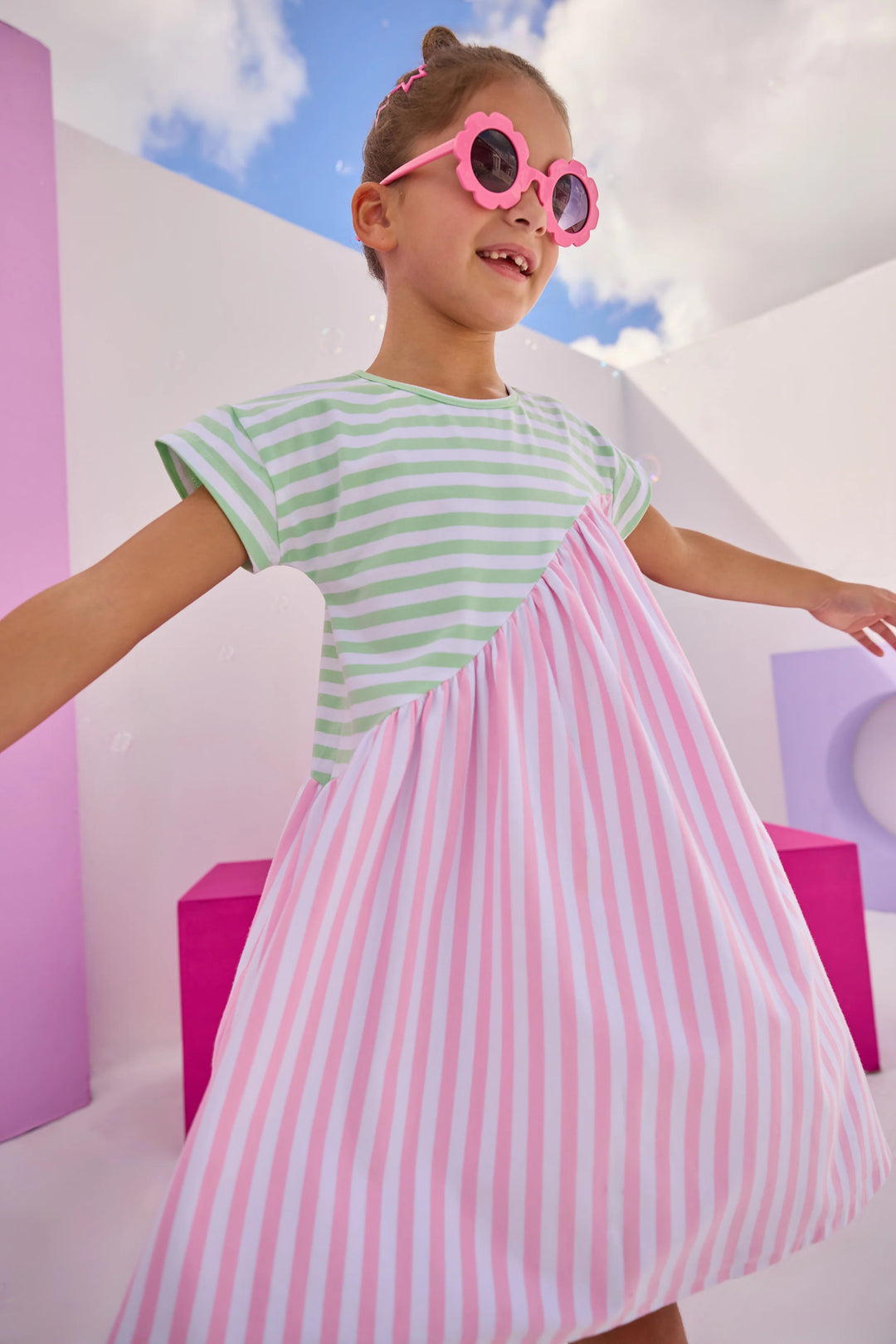 Bisby Swoop Dress | Pink & Green Stripe – J. Wills