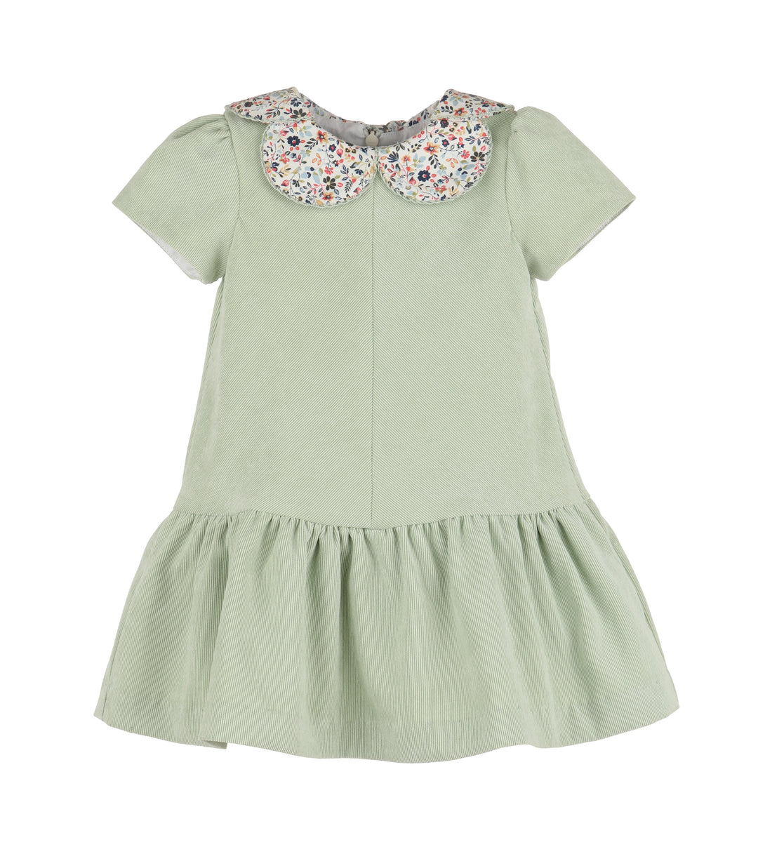 Luli & Me Dropwaist Dress | Green with Majestic Floral