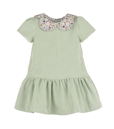 Luli & Me Dropwaist Dress | Green with Majestic Floral