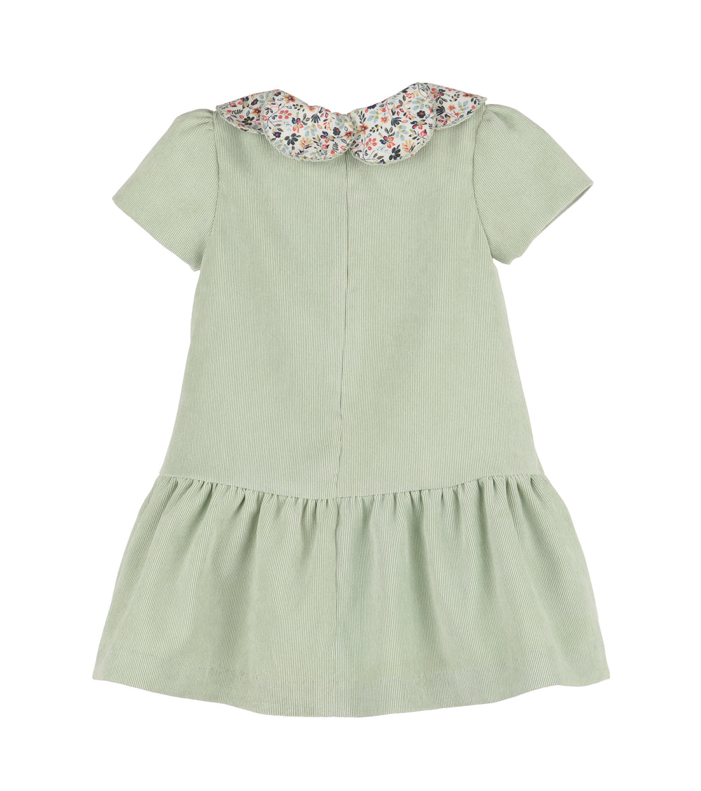 Luli & Me Dropwaist Dress | Green with Majestic Floral