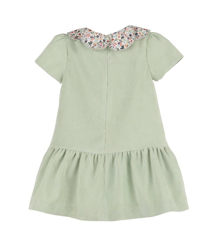 Luli & Me Dropwaist Dress | Green with Majestic Floral