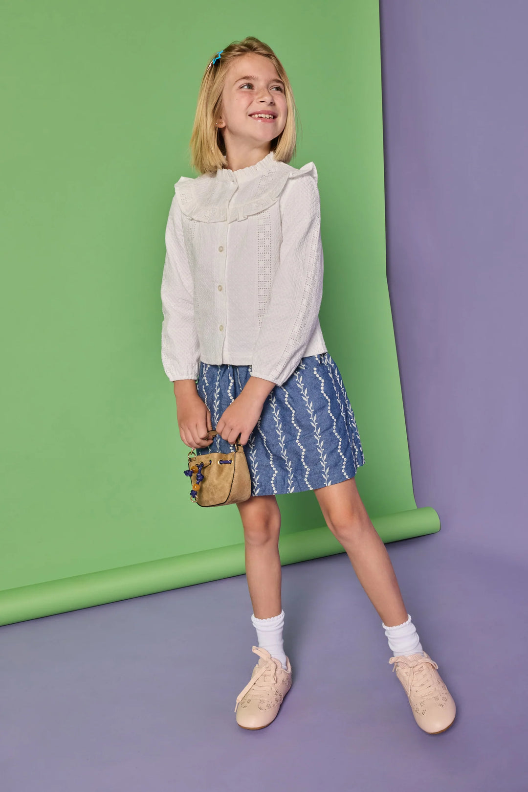 Portofino Skirt | Chamonix Chambray Embroidery