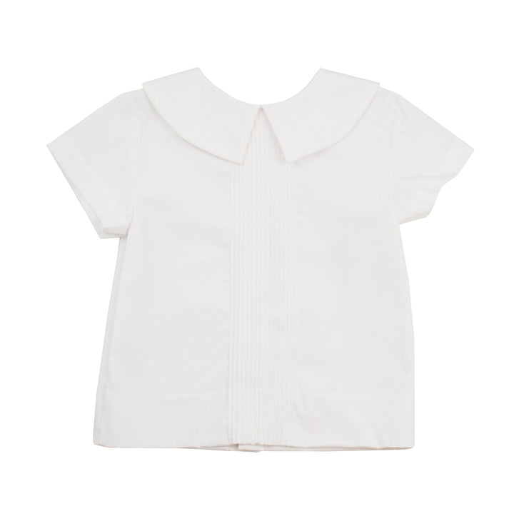 White little boy shirt with a collar on a white background