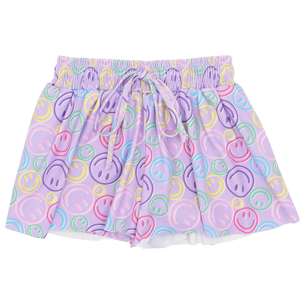 Pastel smiley face patterned shorts