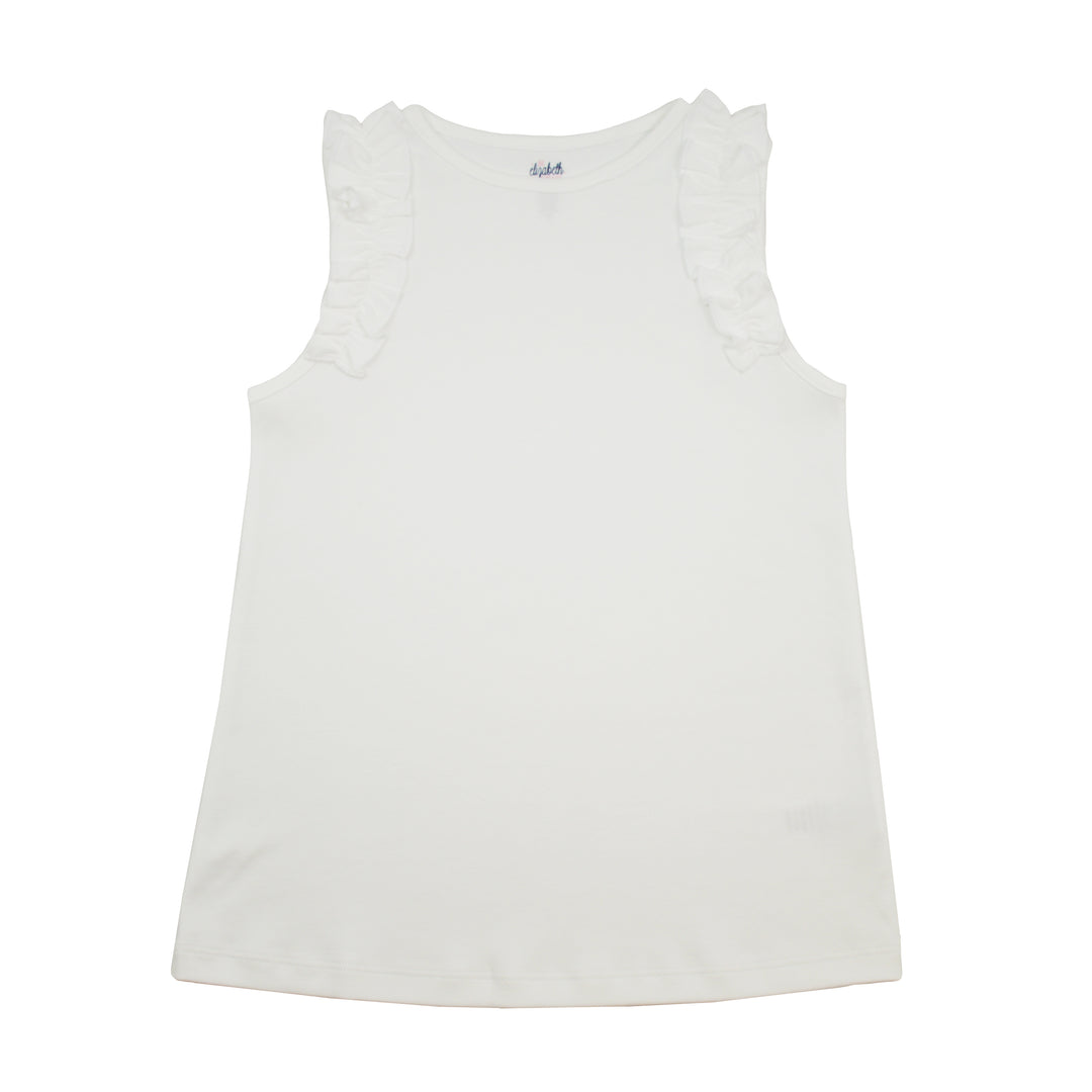 BE elizabeth Ruffled Shoulder Top | White