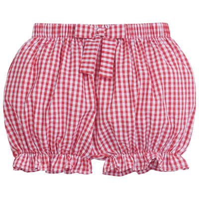Little English Bow Bloomer | Red Mini Gingham