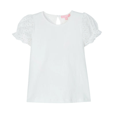 Bisby Contrast Sleeve Tee | White Eyelet