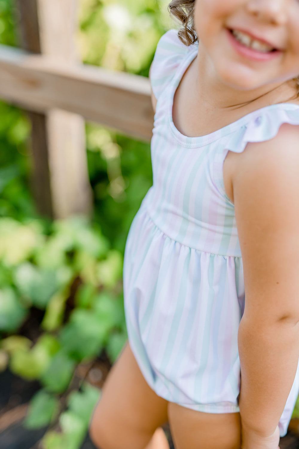 James & Lottie Abby Bubble Swimsuit | Pastel Stripe