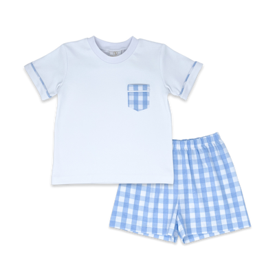 Lullaby Set Charlie Short Set | Baldwin Blue Buffalo Check