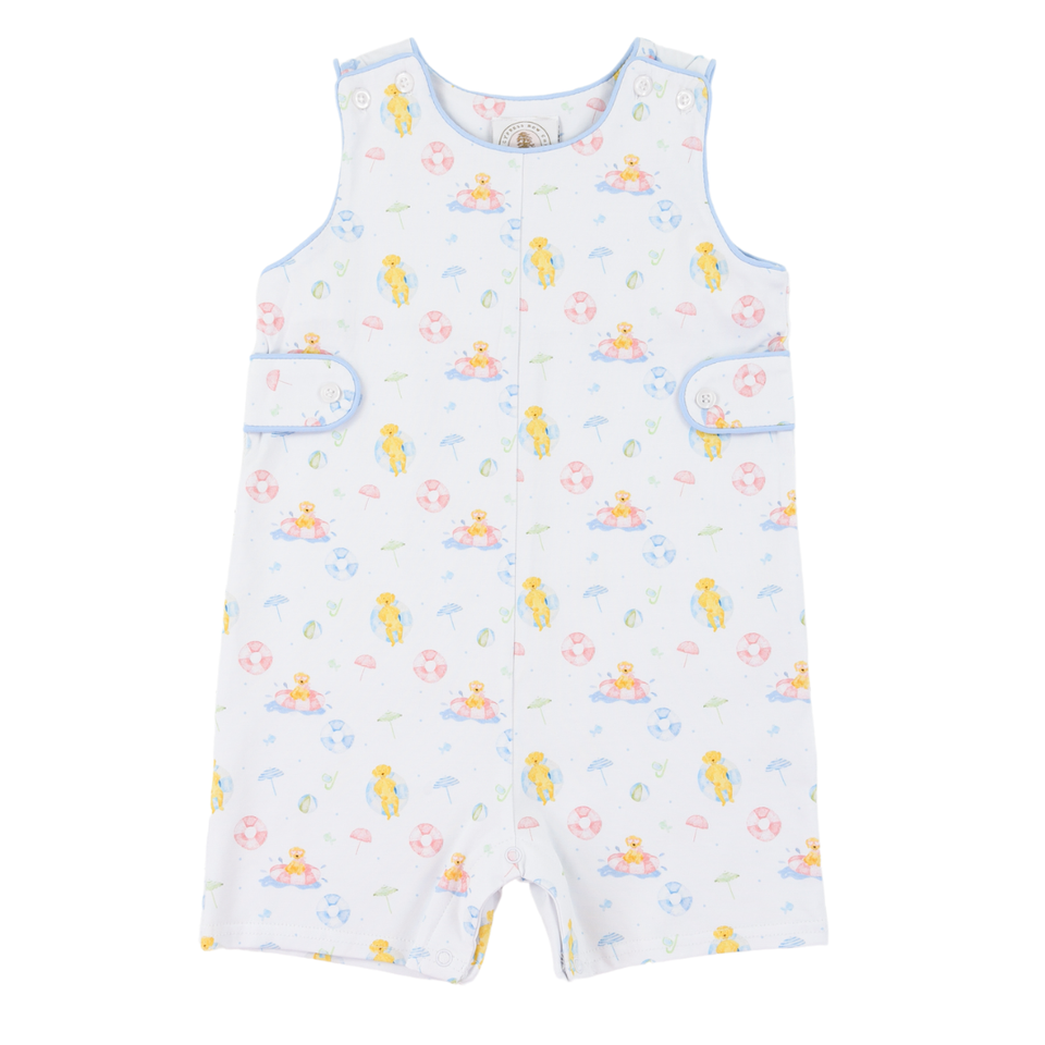Baby romper with dog pattern on a white background