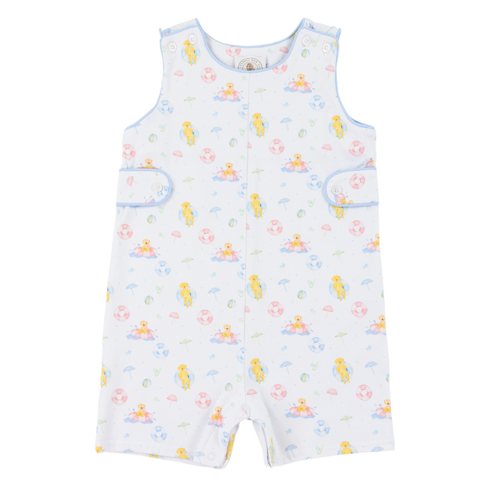 Baby romper with dog pattern on a white background