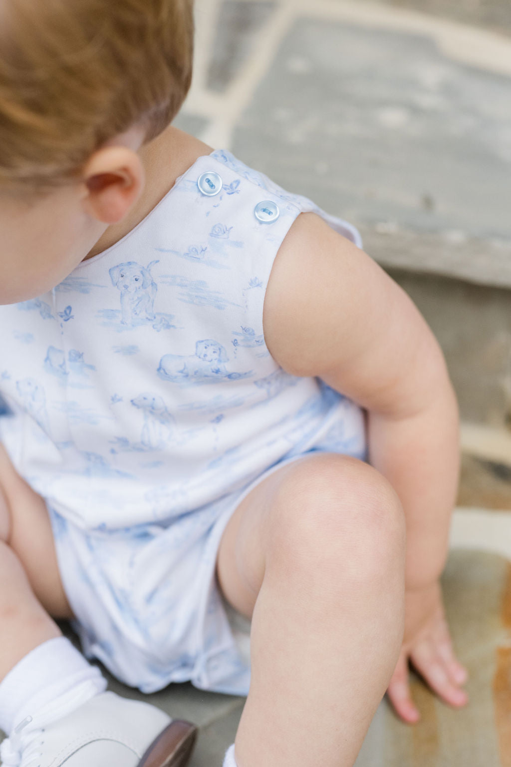 Reed Jon Jon | Blue Puppy Knit (12M, 24M, 3T)