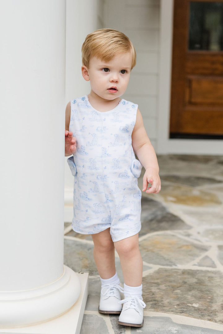 Reed Jon Jon | Blue Puppy Knit (12M, 24M, 3T)