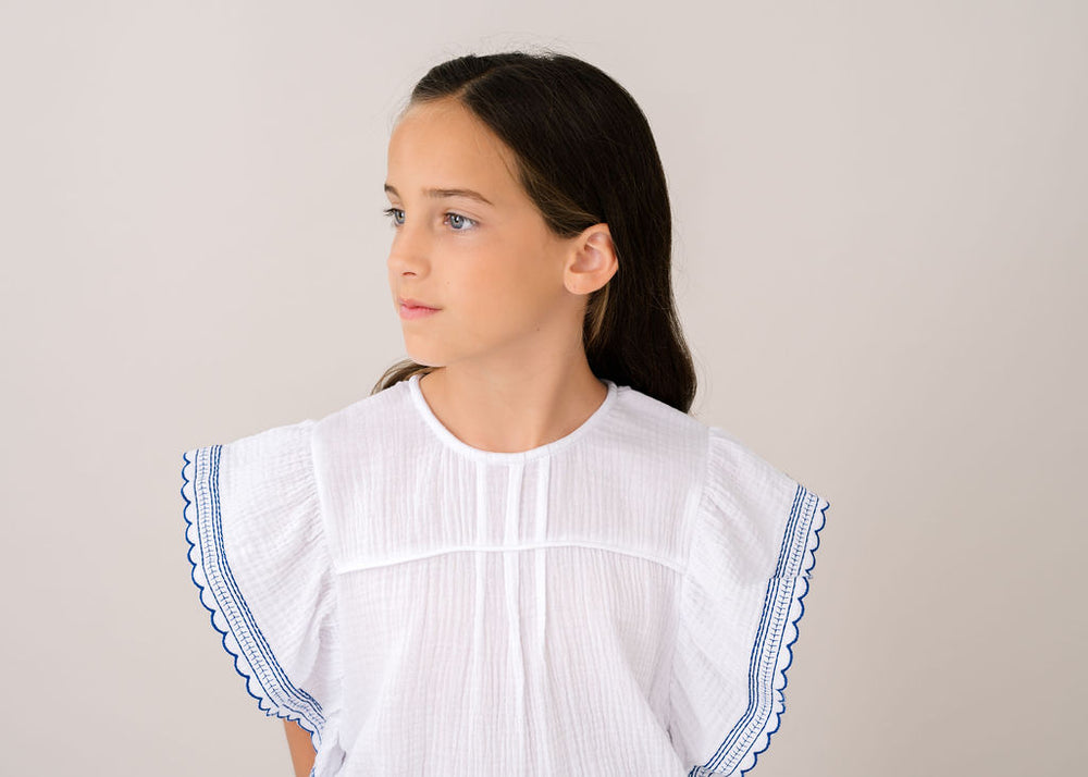 Set Proper Camille Blouse | White with Embroidery