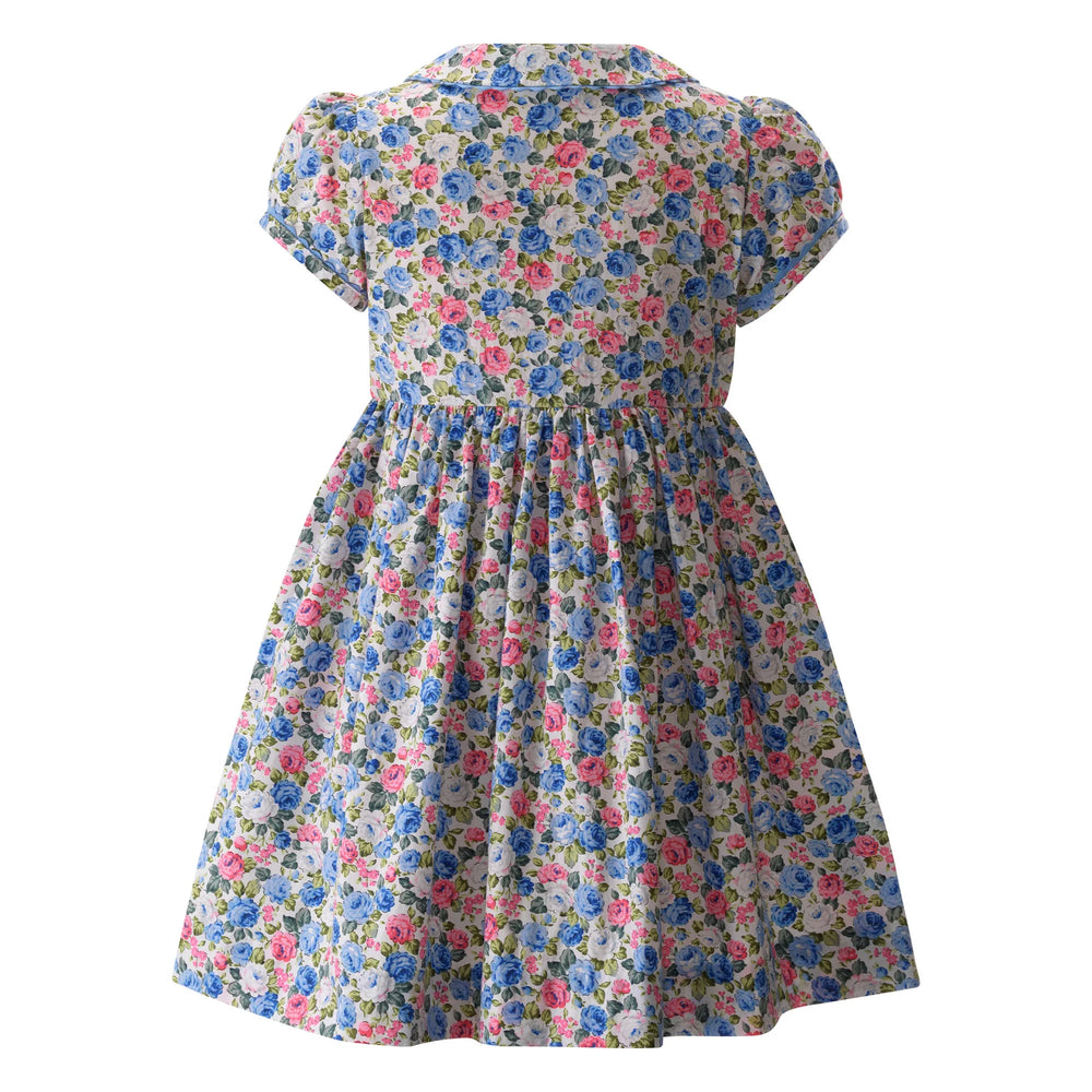 Rachel Riley Blue Rose Button-front Dress