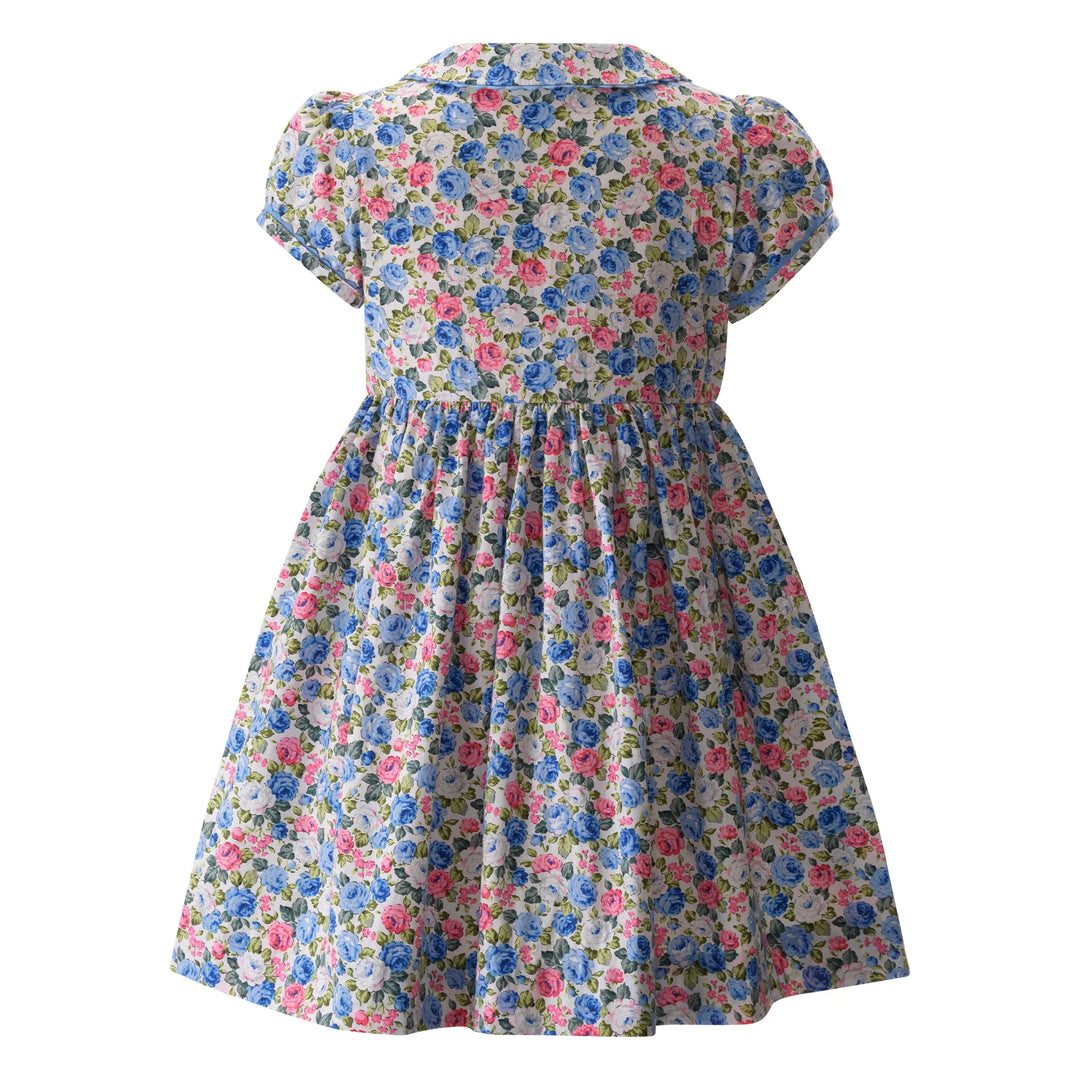 Rachel Riley Blue Rose Button-front Dress