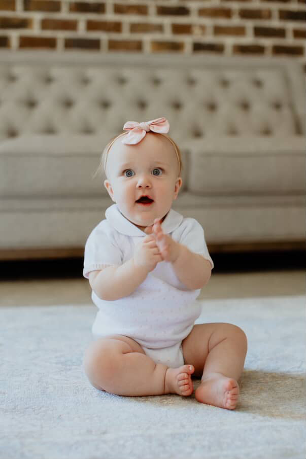 Dot Sweater Bubble | Pink & White (9M, 12M, 18M)