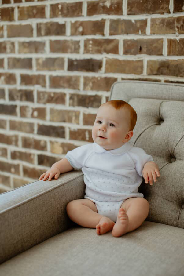 Dot Sweater Bubble | Blue & White (12M)