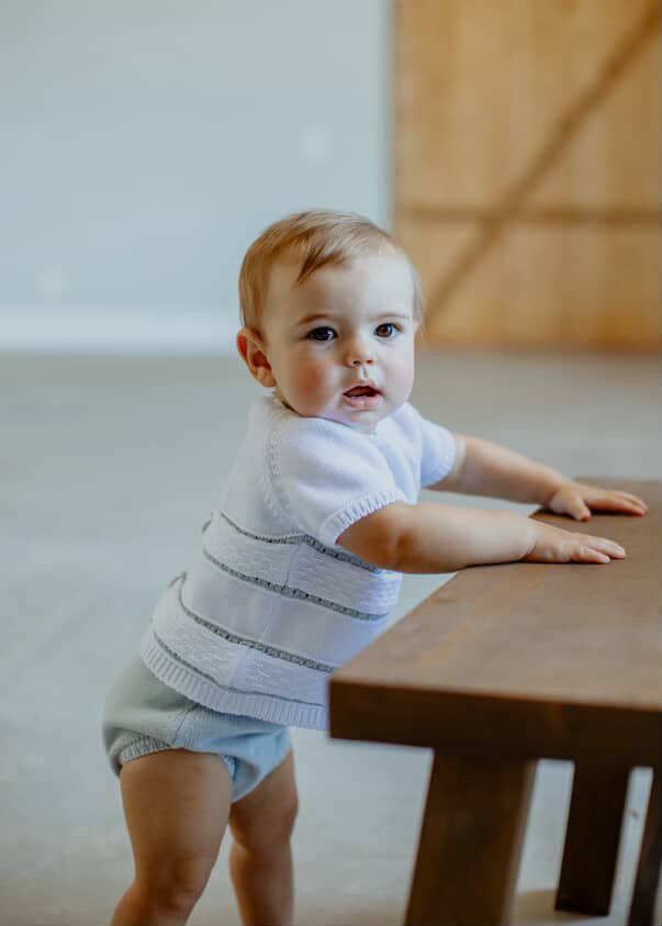 Striped Sweater Set | Blue & White (3M)
