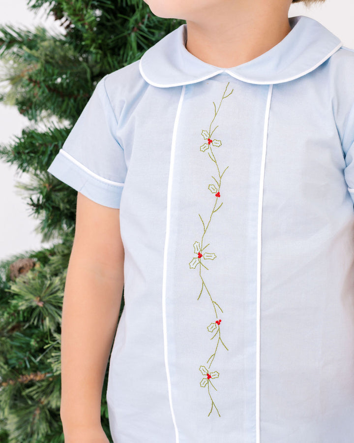 Jonathan Short Set | Boston Blue Batiste with Holly