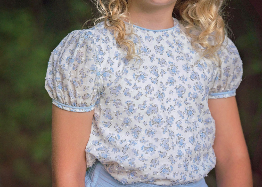 Kate Skirt Set | Blue Corduroy with Dotted Swiss (12)