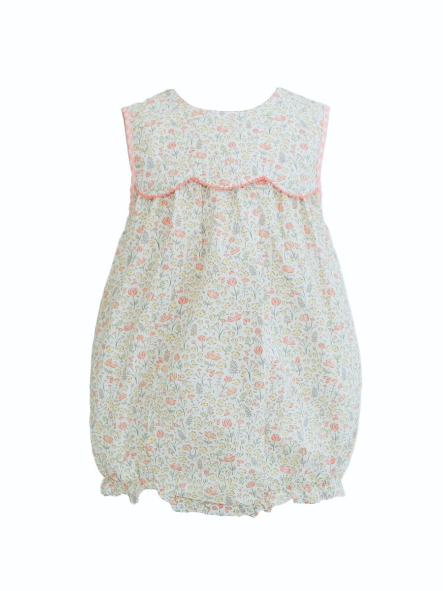 Floral patterned baby bubble on a white background