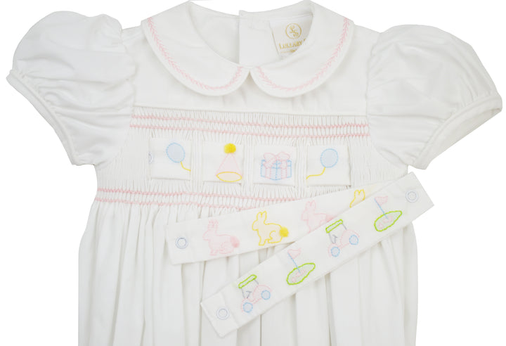 Ruth Ribbon Bubble | White Batiste (12M, 18M, 24M, 2T, 3T)